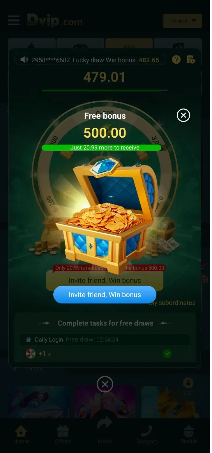 DVIP APK latest version bonus rewards and casino gaming interface